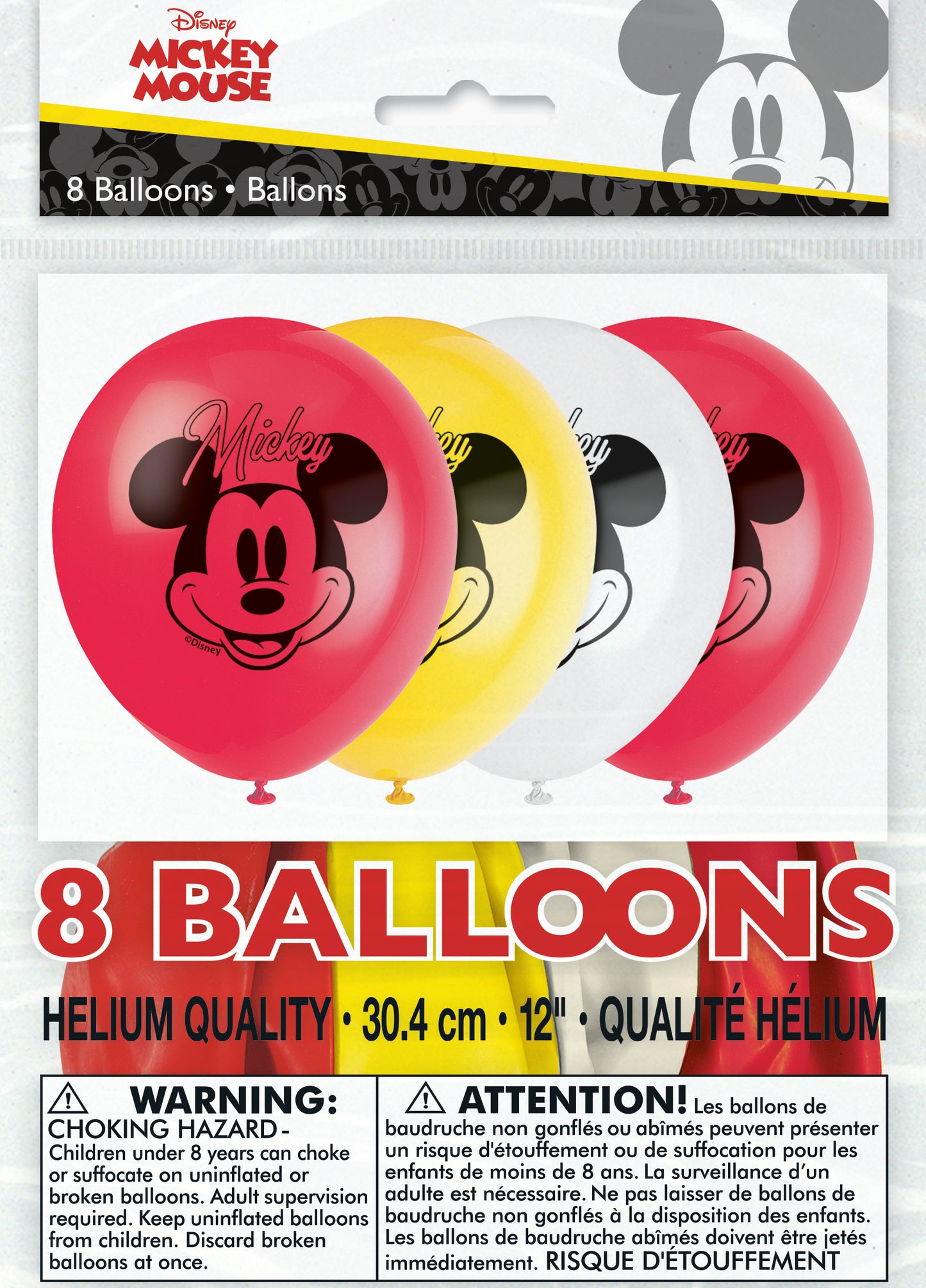 Globo de látex de Mickey de 8 unidades y 12"