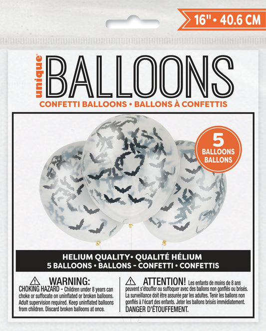 Confetti Balloon Bat 5ct Foil Balloon 16"