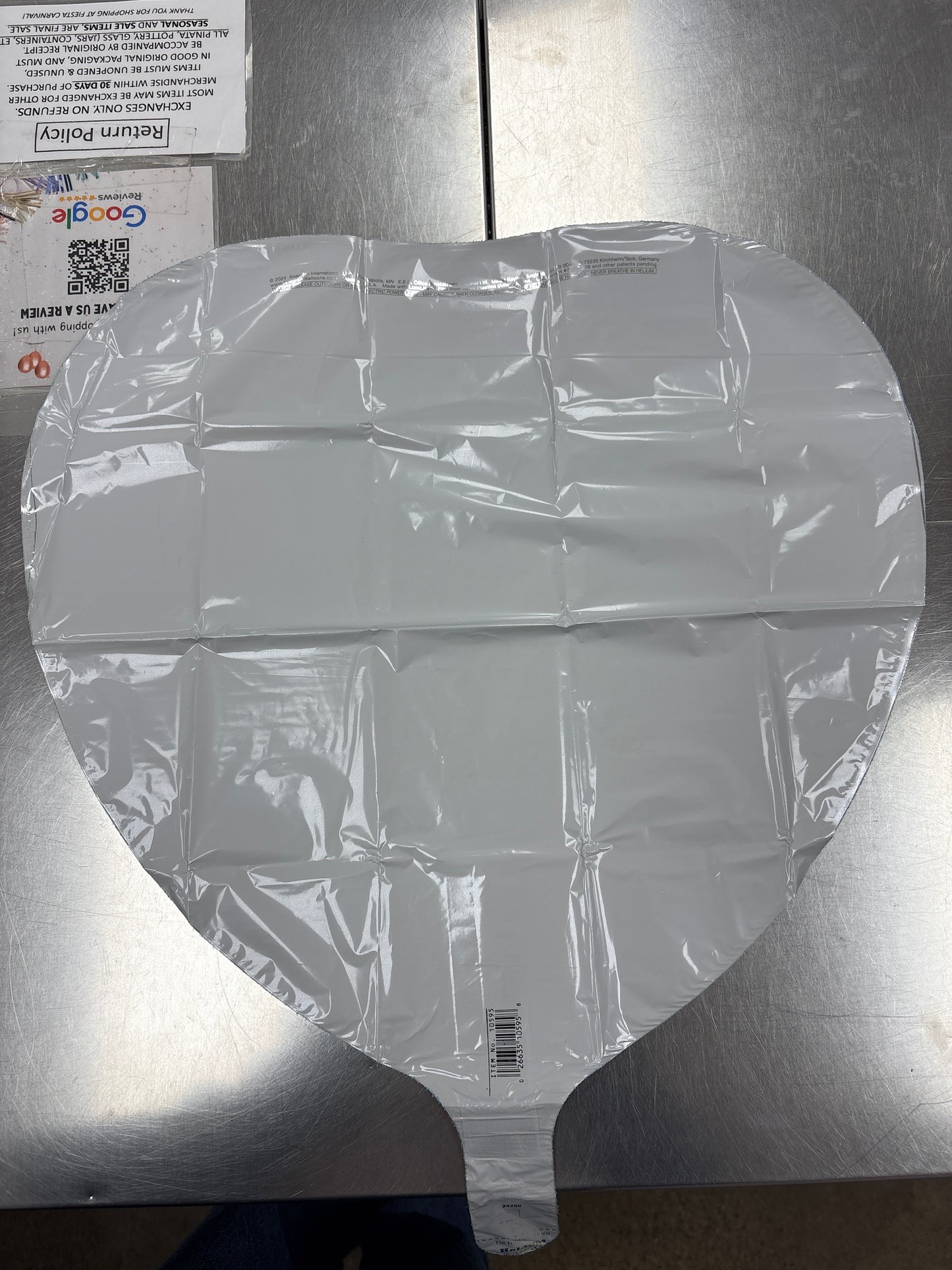 White Heart Foil Balloon 18"