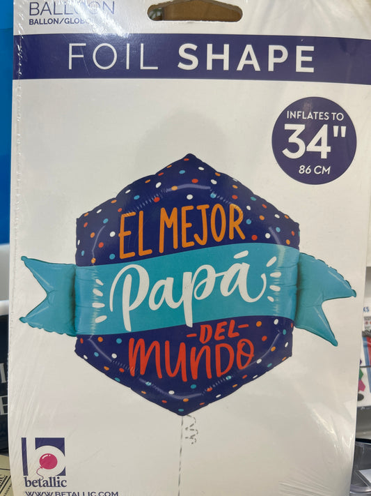 34"El Mejor Papa Del Mundo Foil Balloon