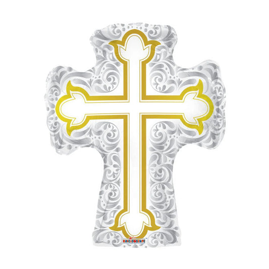 Silverose Gold Cross Foil Balloon 28"