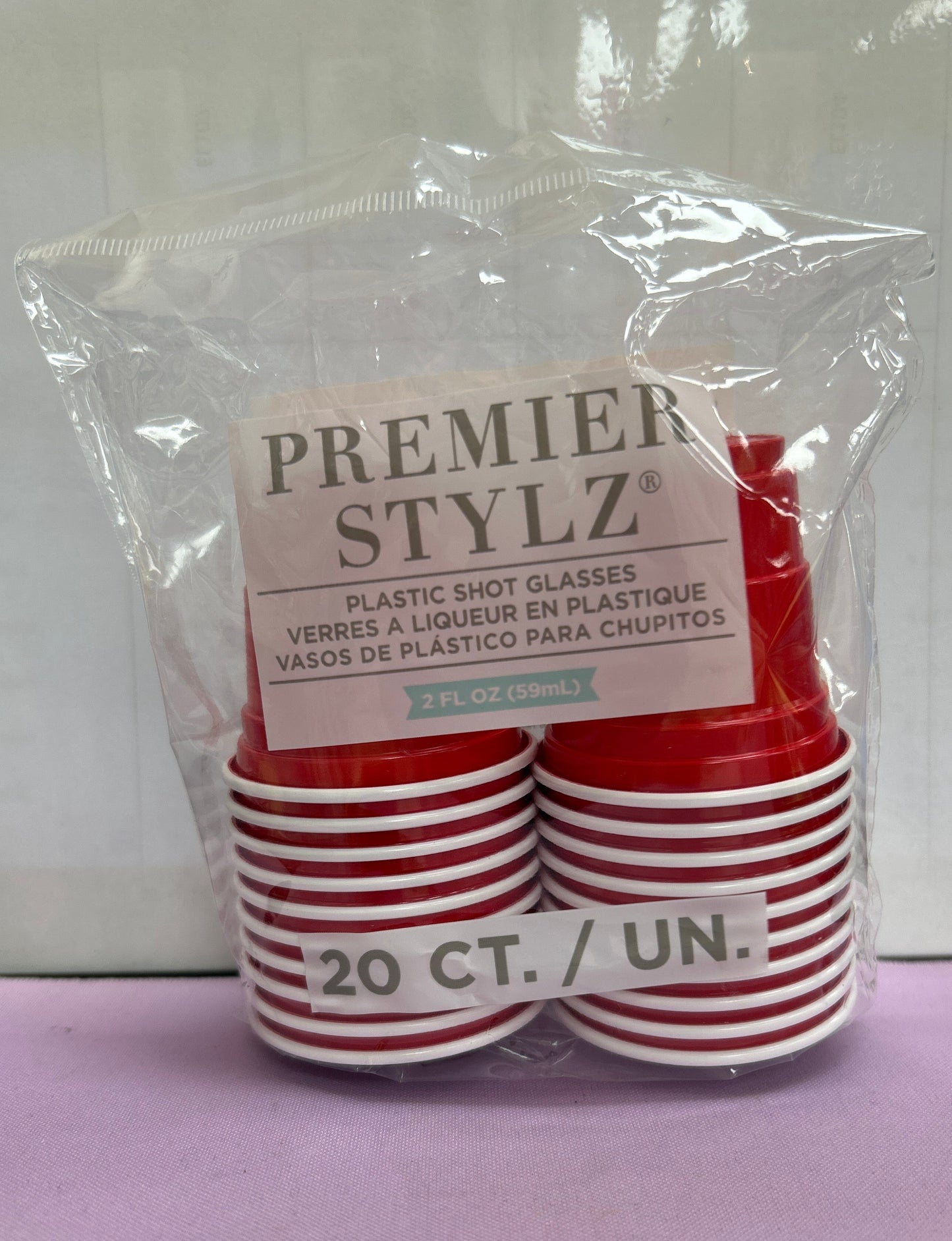 Red Plastic Shot Glass 20ct