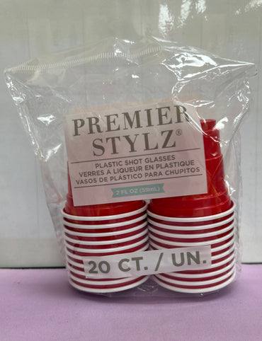 Red Plastic Shot Glass 20ct