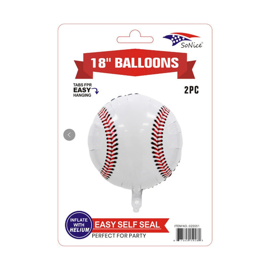 2pc Mylar Balloon Baseball