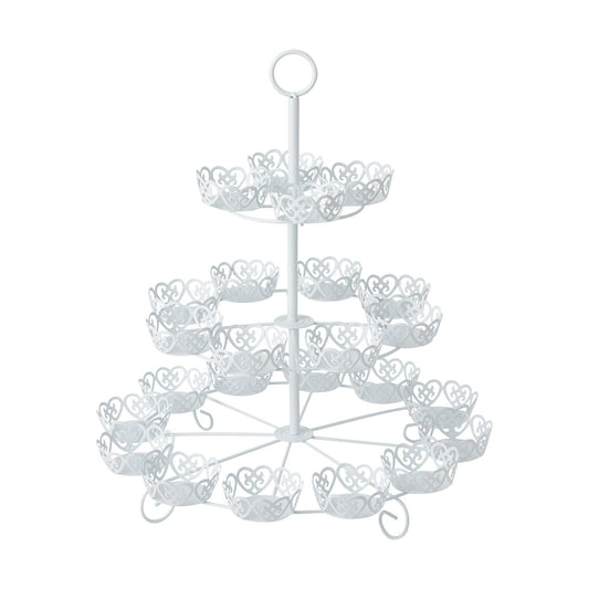 3/L Round Cupcake Stand White