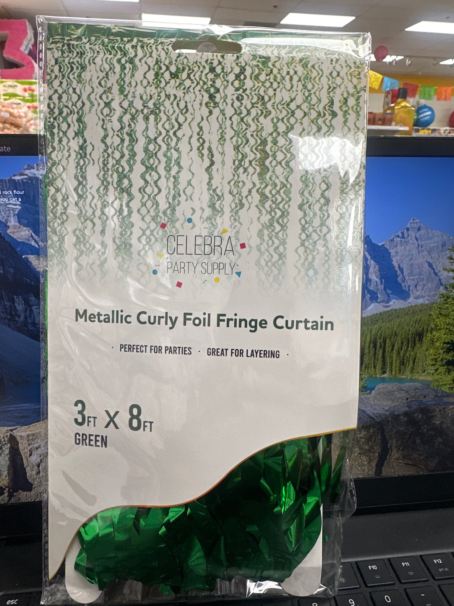 Curly Foil Curtain Met.Green