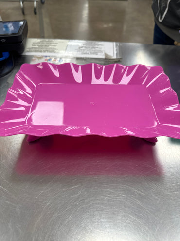 Soporte para golosinas festoneado de plástico - fucsia