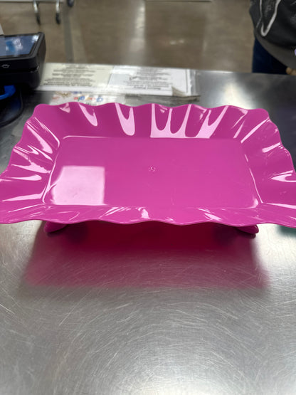 Soporte para golosinas festoneado de plástico - fucsia