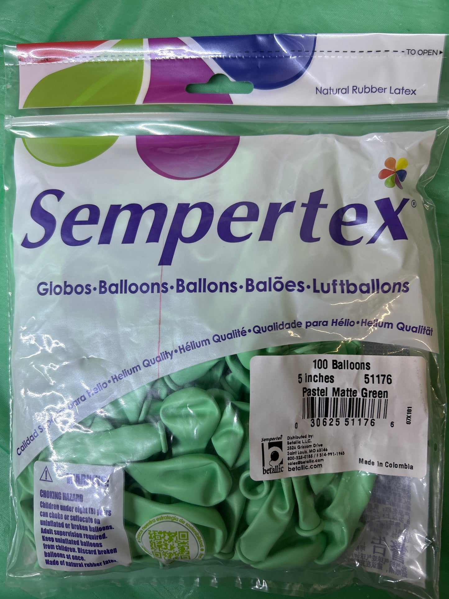Betallatex Globo Látex Pastel Mate Verde 100 unidades 5"