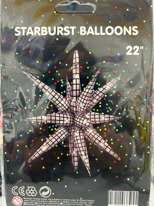22” Starburst Silver Disco Balloon