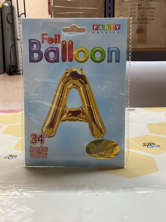 Gold Letter A Balloon Foil Balloon 34"