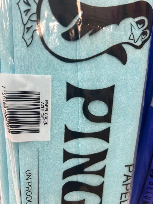 Papel crepé azul cielo, paquete de 10 unidades