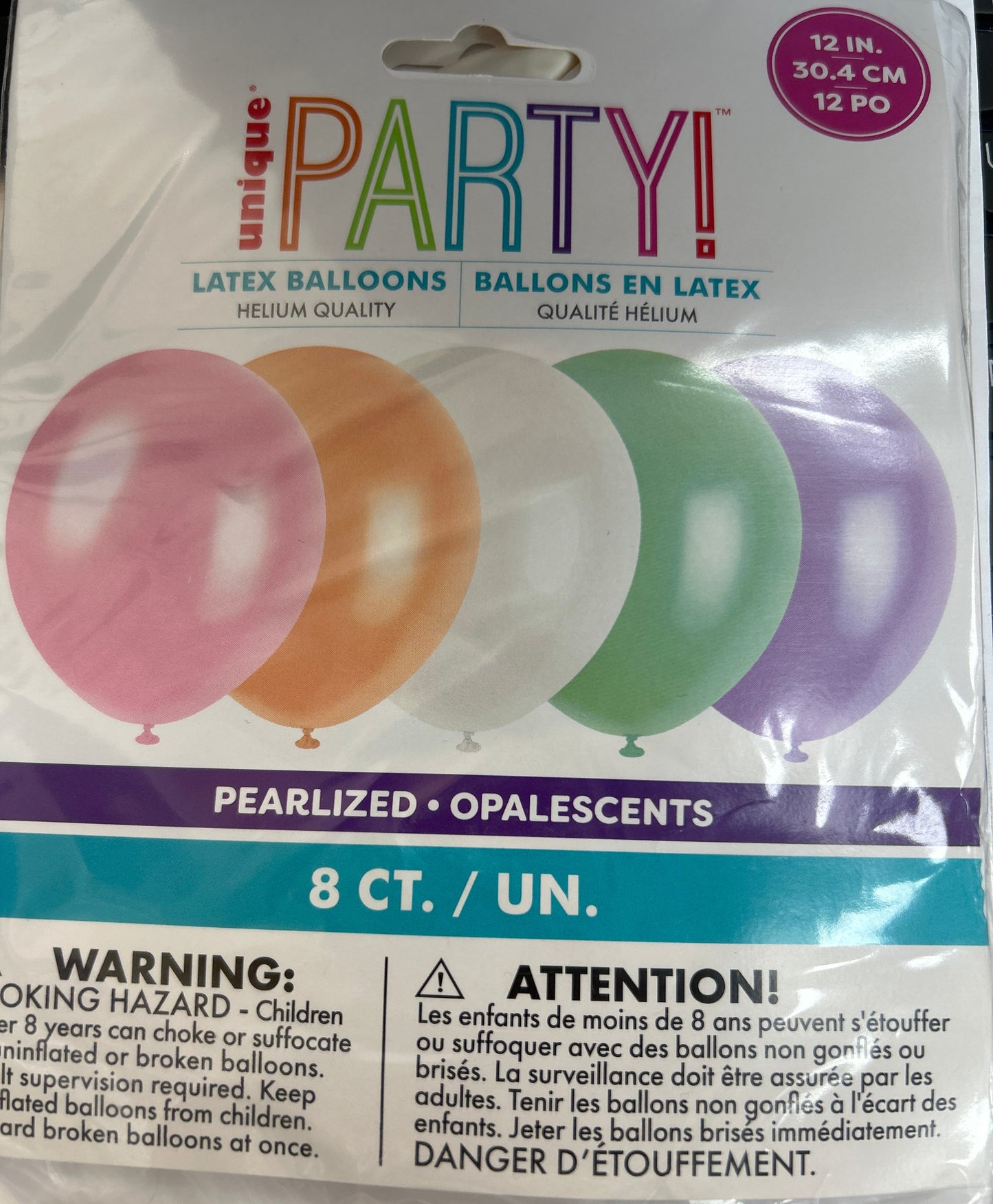 12” Latex Balloons 8ct Assorted Pastel