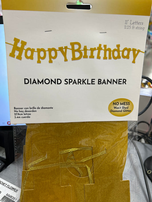 11 ft Happy Birthday Banner Gold