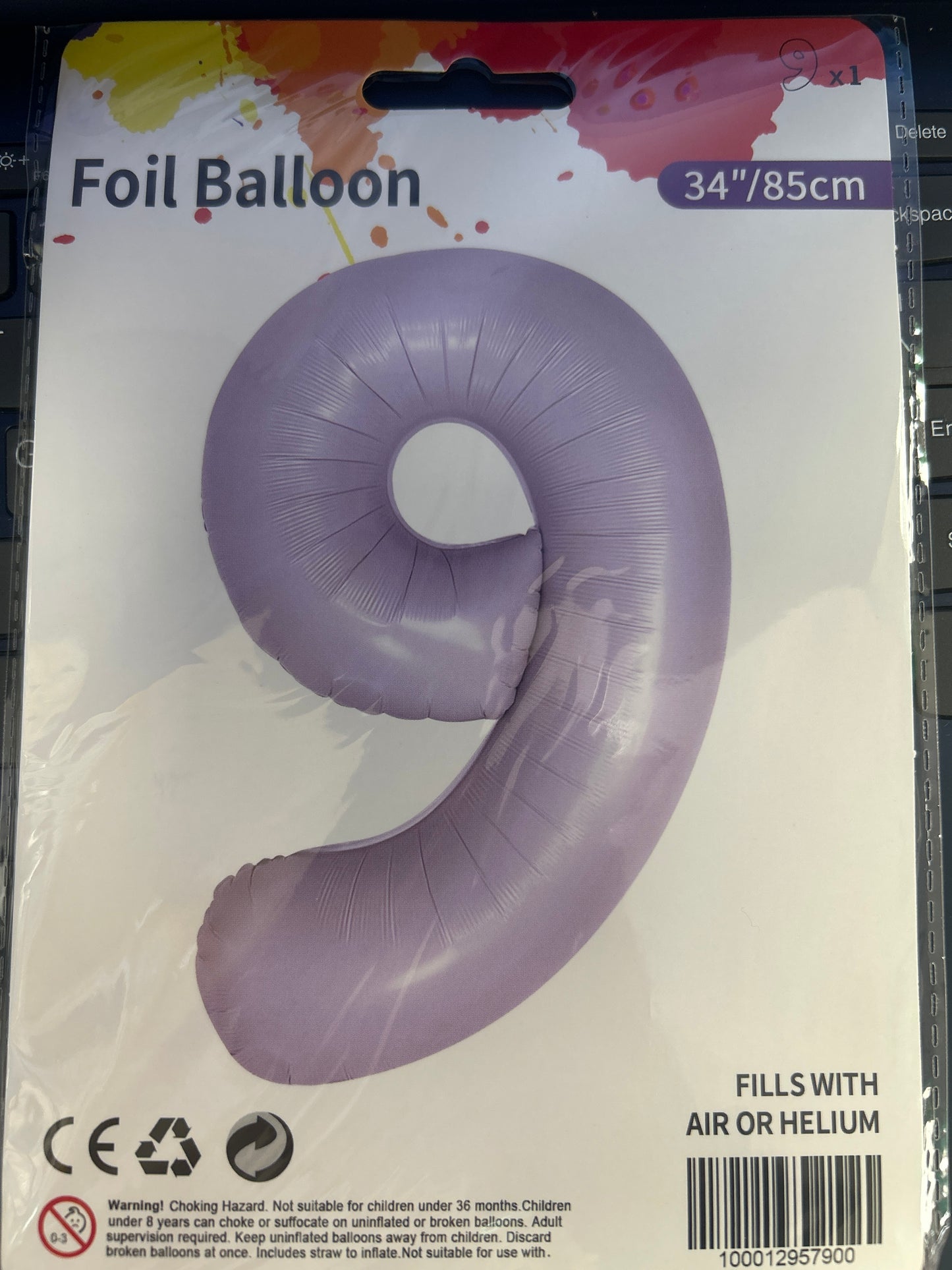 Globo metalizado lavanda mate número 9 de 34"