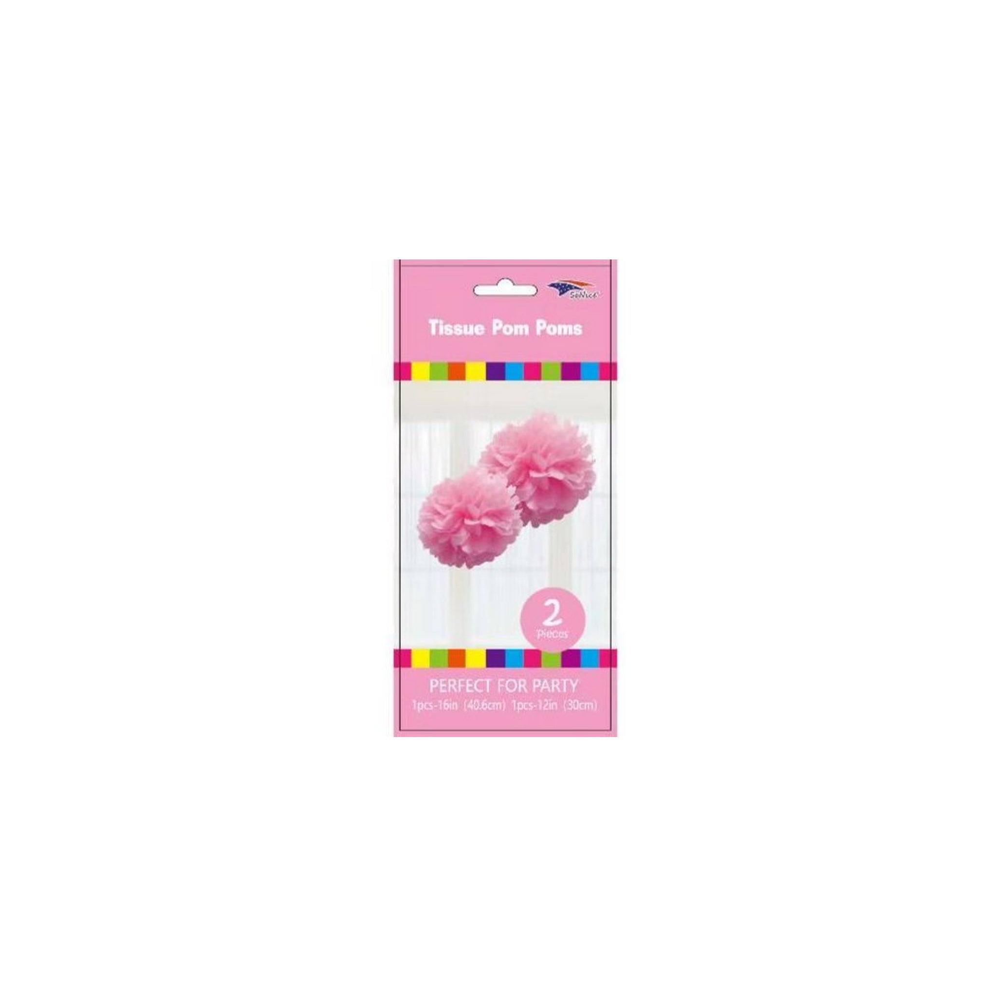 12'+16" Pom Poms Set Light Pink 120Set/Cs