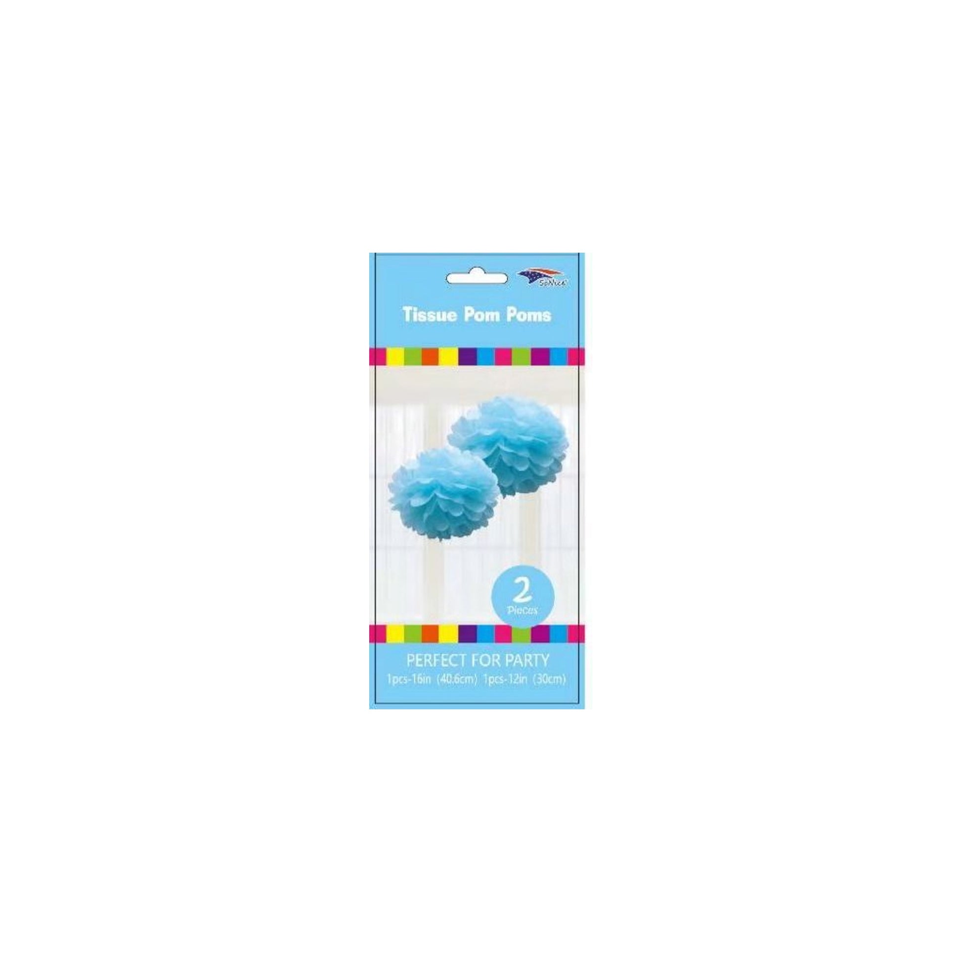 12'+16" Pom Poms Set L/Blue120Set/Cs