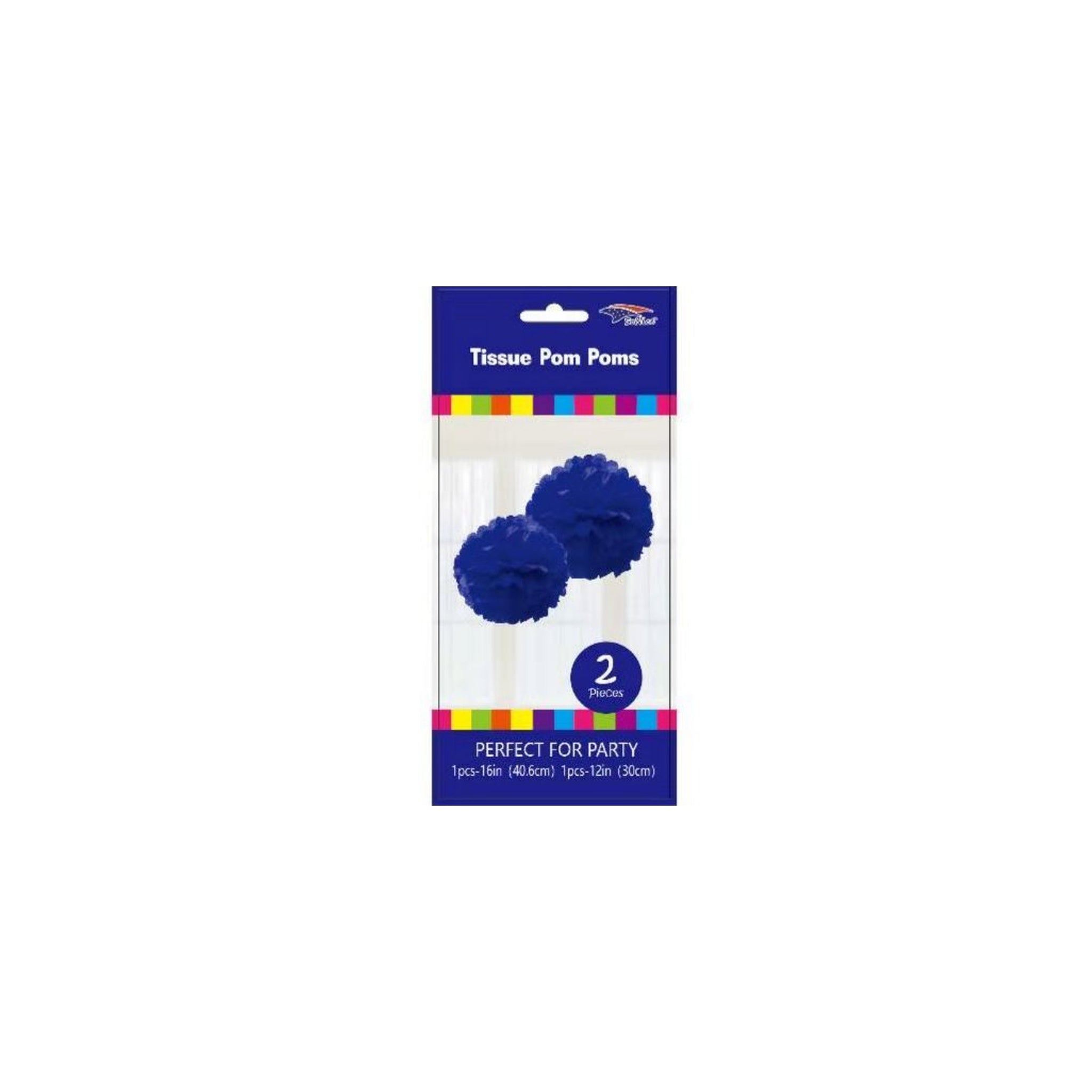 12'+16" Pom Poms Set R/Blue120Set/Cs