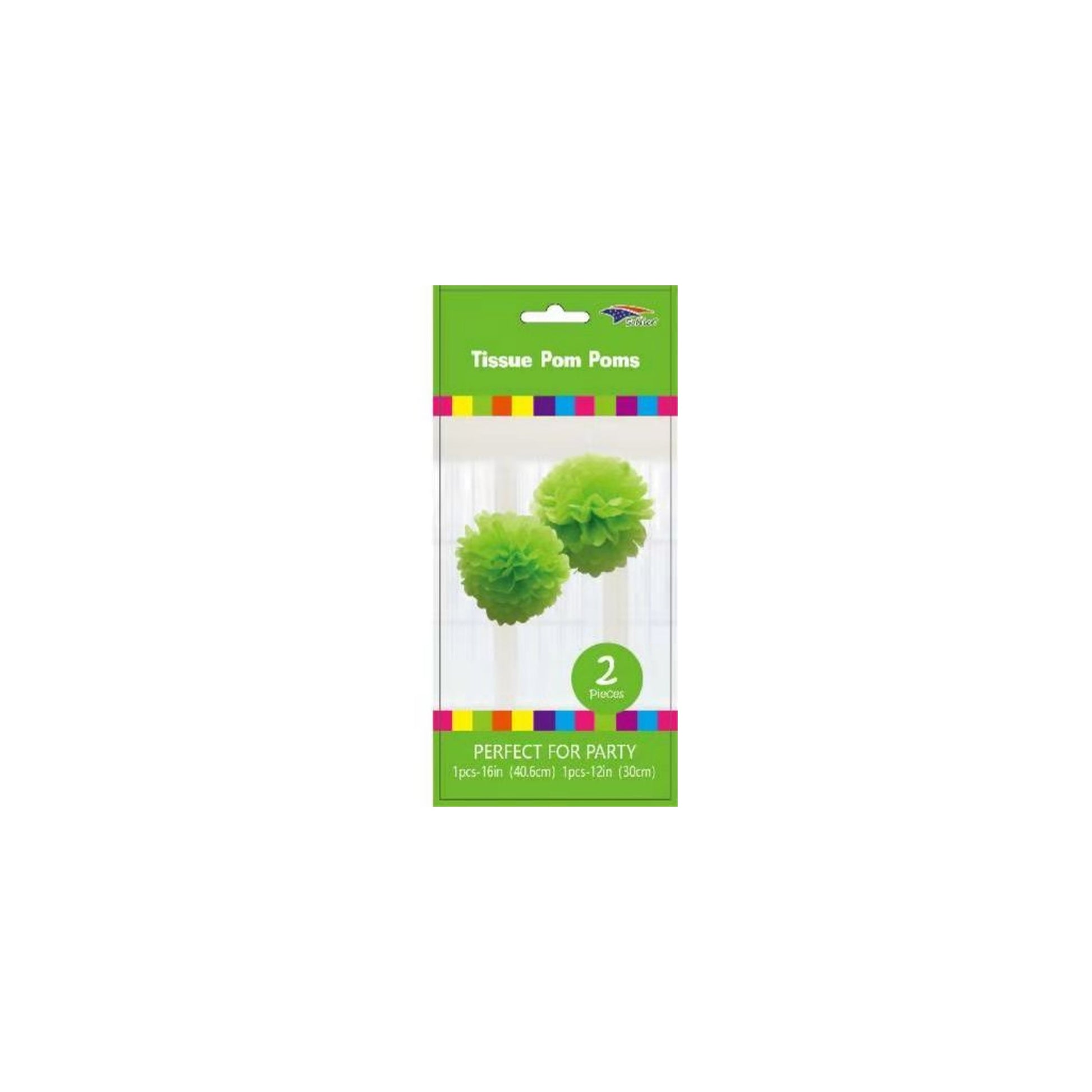 12'+16" Pom Poms Set Lime Green 120Set/Cs