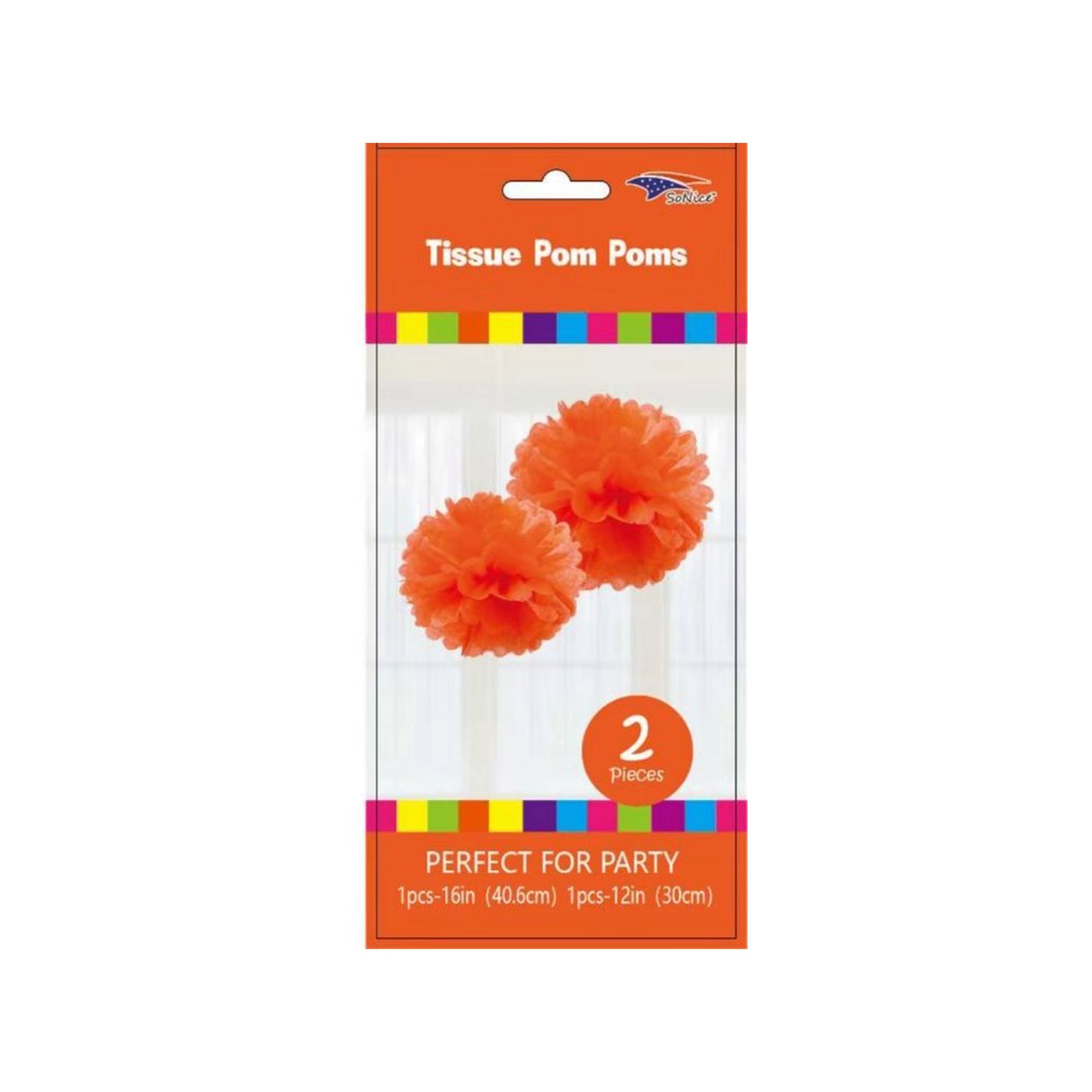 12'+16"Pom Pom Set Orange 120Set/Cs