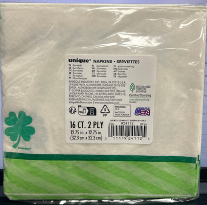 Servilletas para almuerzo del Día de San Patricio Lucky Clover, 16 unidades