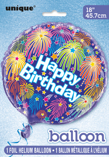Birthday Forworks Foil Balloon 18"