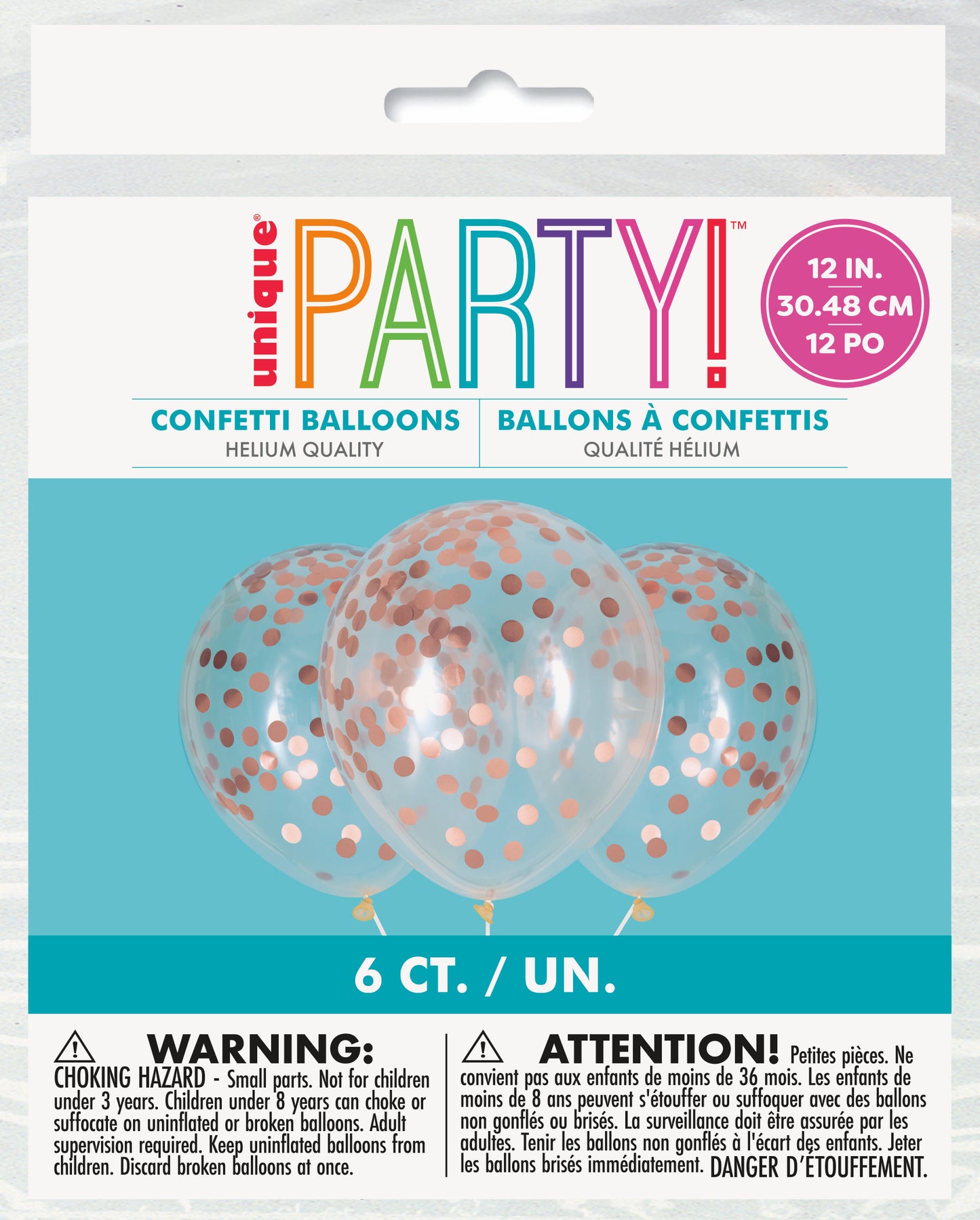 Confetti Rose Gold 6ct Latex Balloon 12"