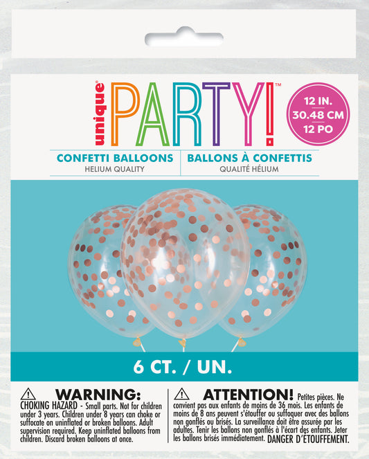 Confetti Rose Gold 6ct Latex Balloon 12"
