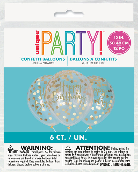 Happy Birthday 6ct Latex Balloon 12"