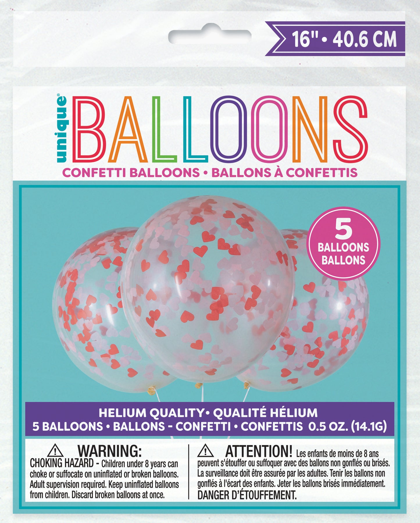 16" Confetti Heart Balloon 5ct