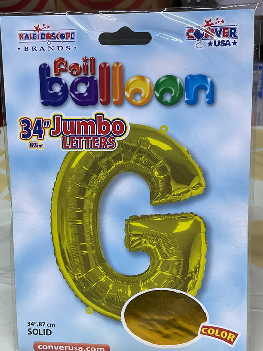 Globo de letra 'G' dorada de 34"
