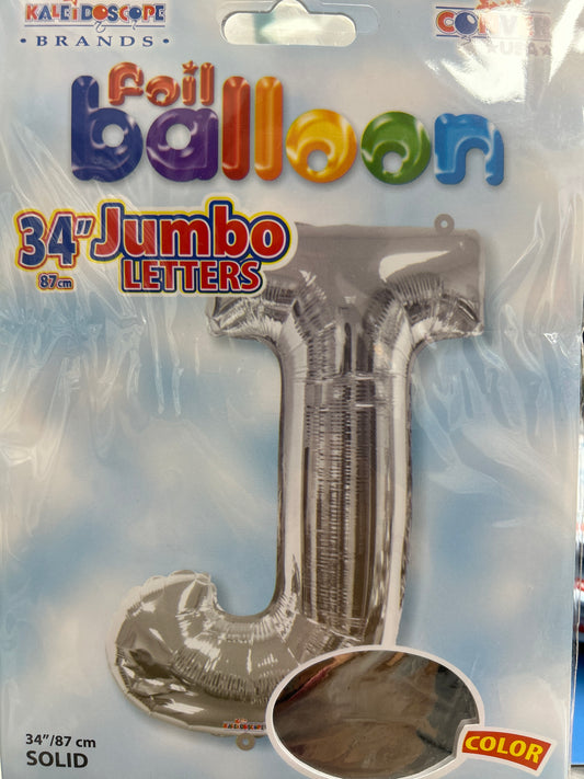 Globo de 34" plateado con la letra "J"