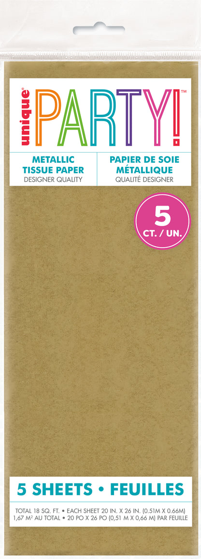Assorted Gold Tissue Sheet 5ct