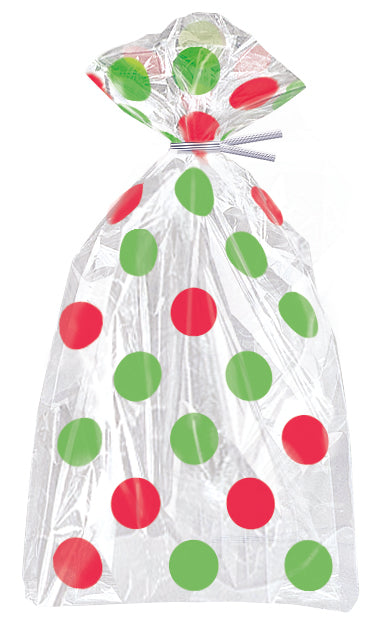 Red/Green Dots Cellophane Bags 20ct