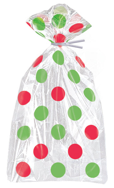 Bolsas de celofán con puntos rojos y verdes, 20 unidades