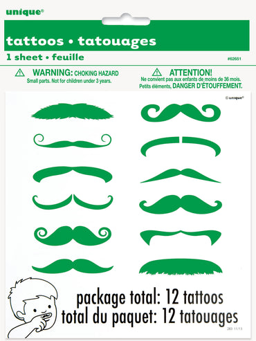 Tatuajes de dedo de bigote 12 pzas.