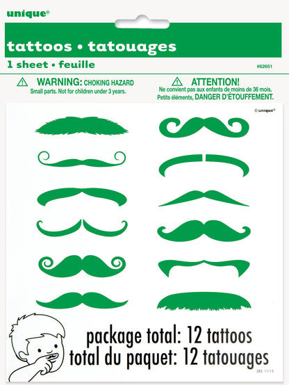 Tatuajes de dedo de bigote 12 pzas.