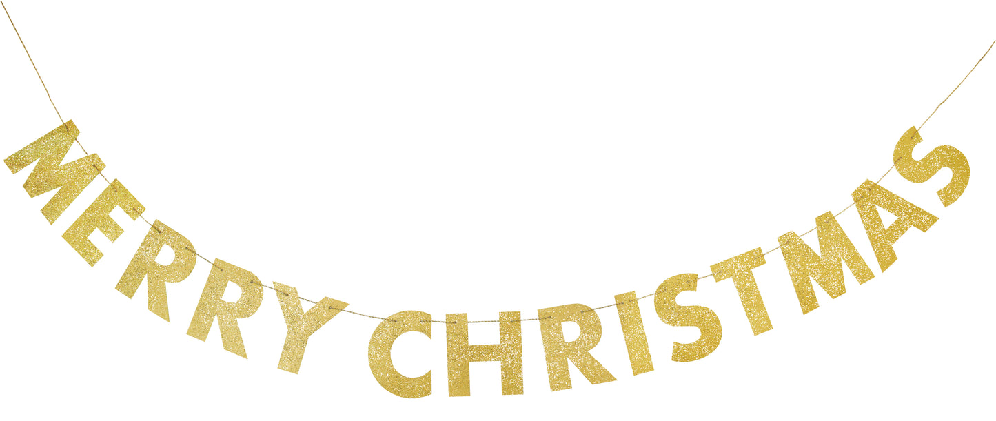 Christmas Banner Gold Glitter 9ft