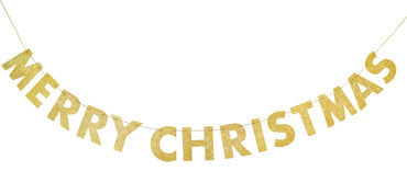 Christmas Banner Gold Glitter 9ft