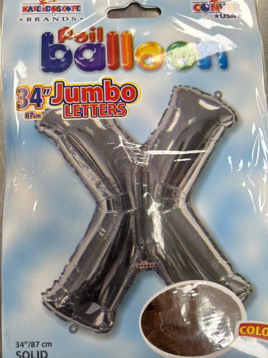 34” Silver Letter ‘X’ Balloon