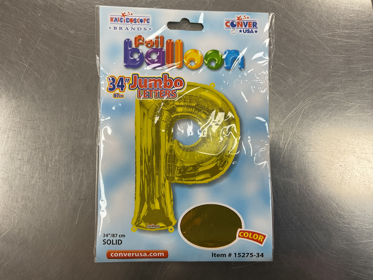 34” Gold Letter ‘P’ Balloon