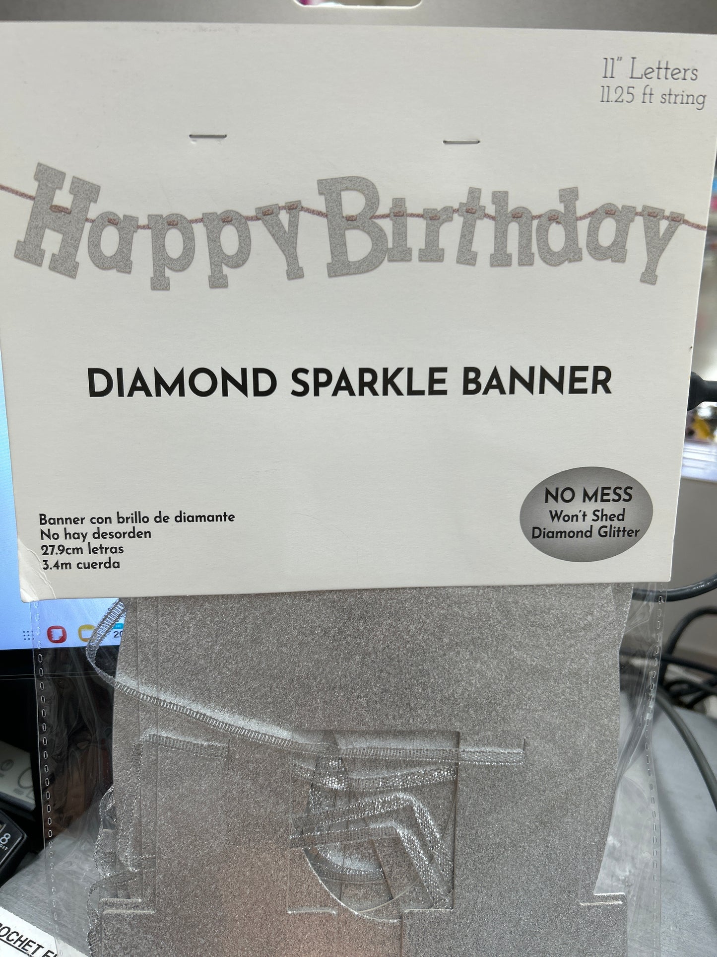 11 ft Happy Birthday Banner Silver