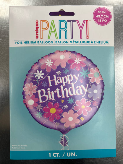 Happy Birthday Blossom Foil Balloon 18"