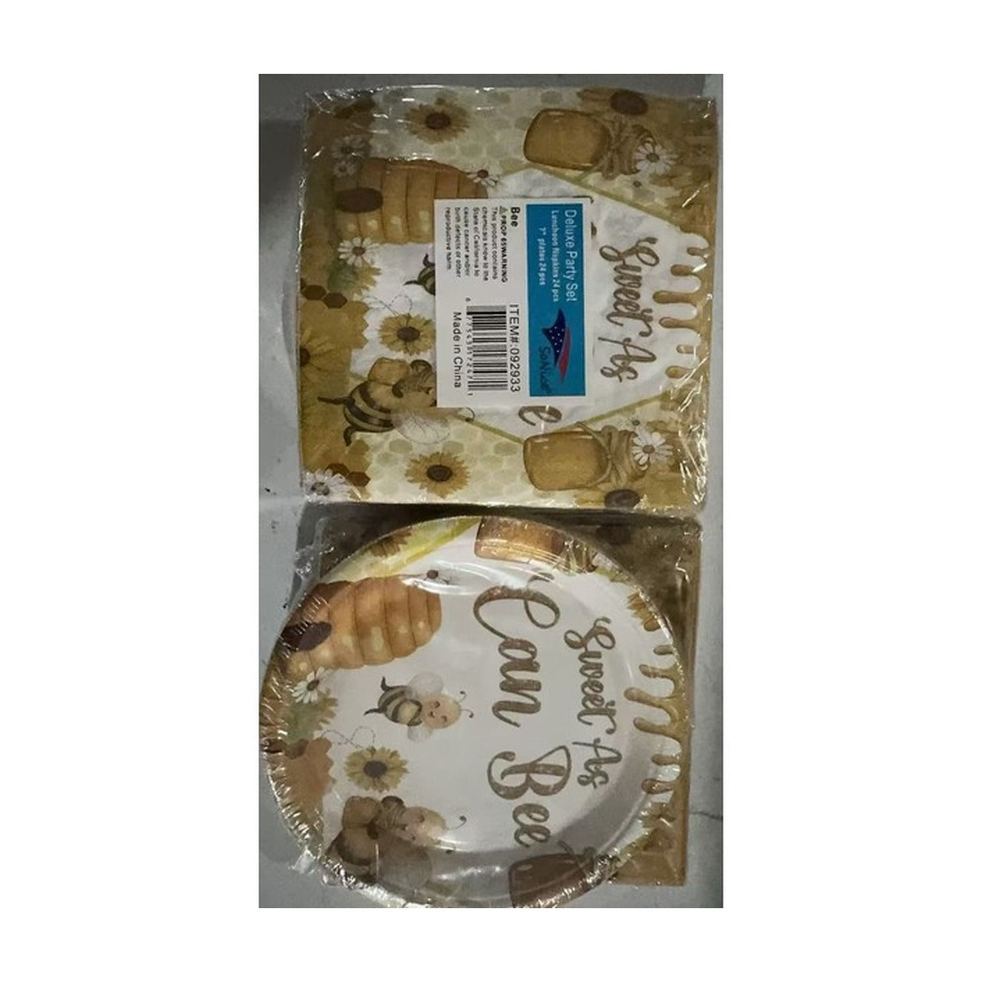 7" Plate With Napkin Set Bee 24pcs