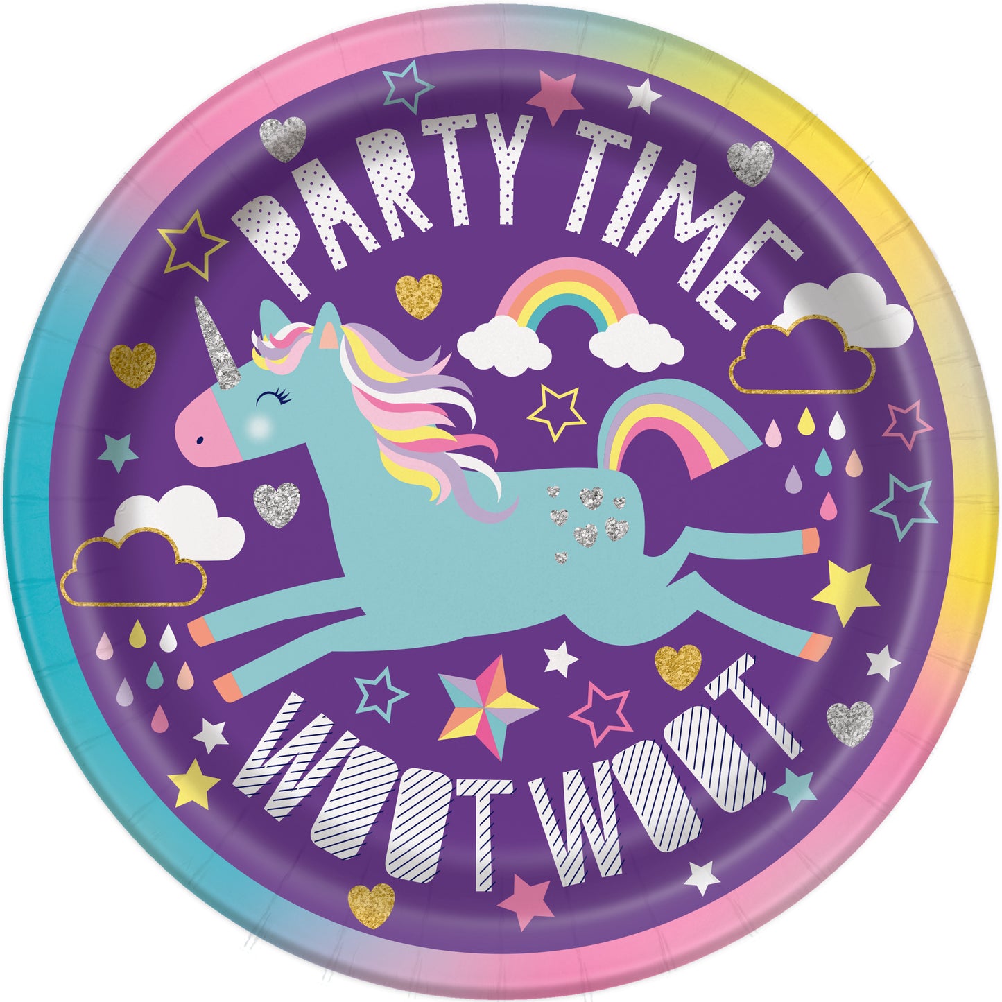 Plato de unicornio de 18 cm, 8 unidades