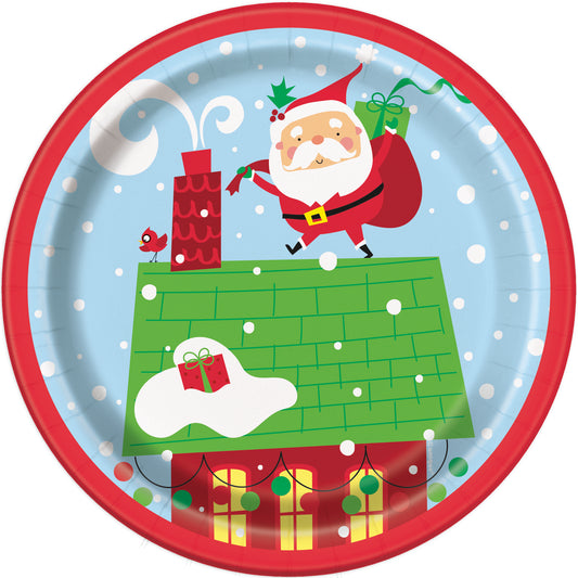 7" Plate Santa 8ct