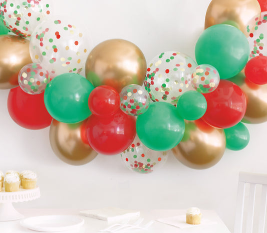 Red/Green/Gold Balloon Garland 26ct
