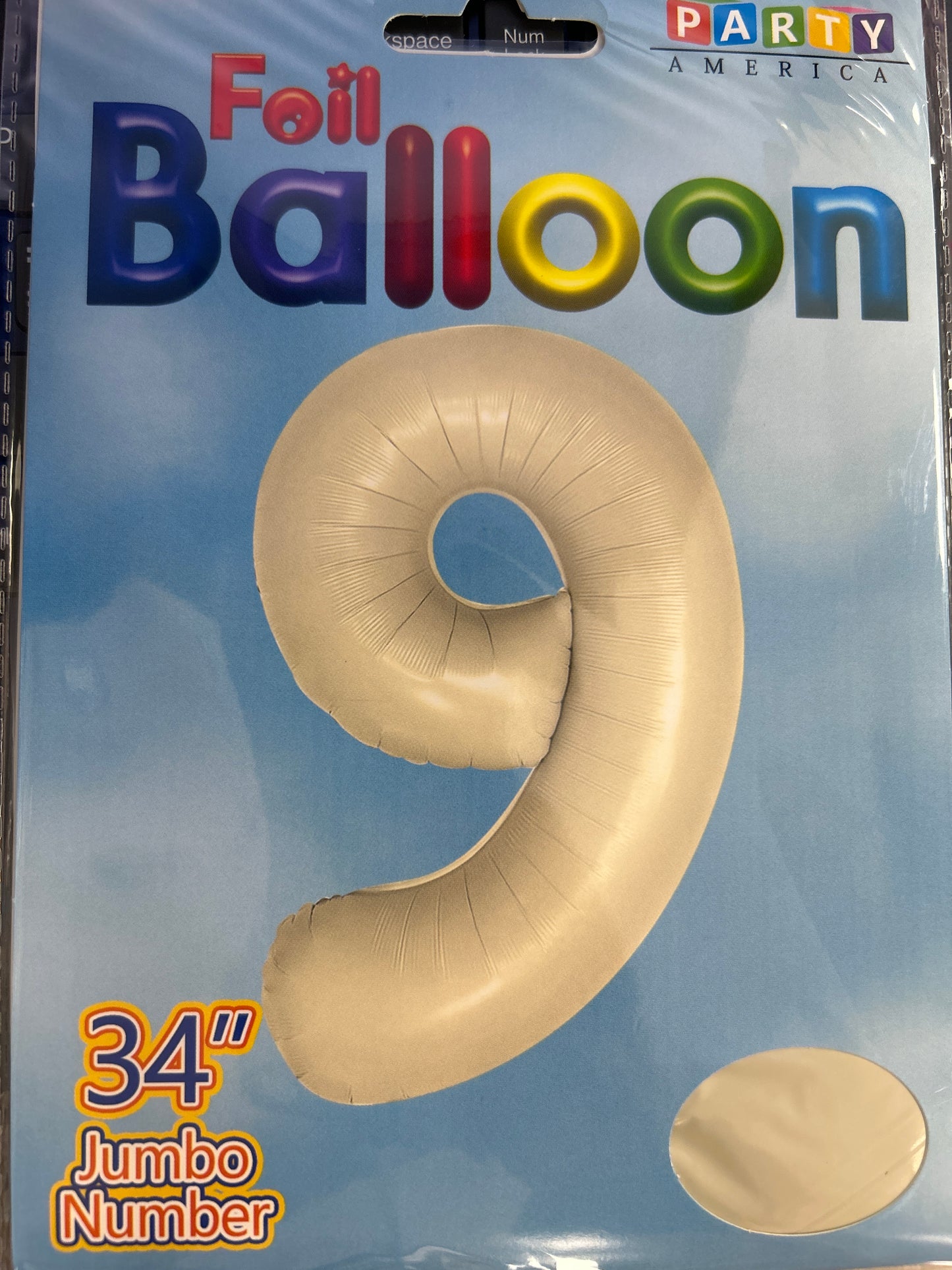 Globo de aluminio número 9 en crema, 34"