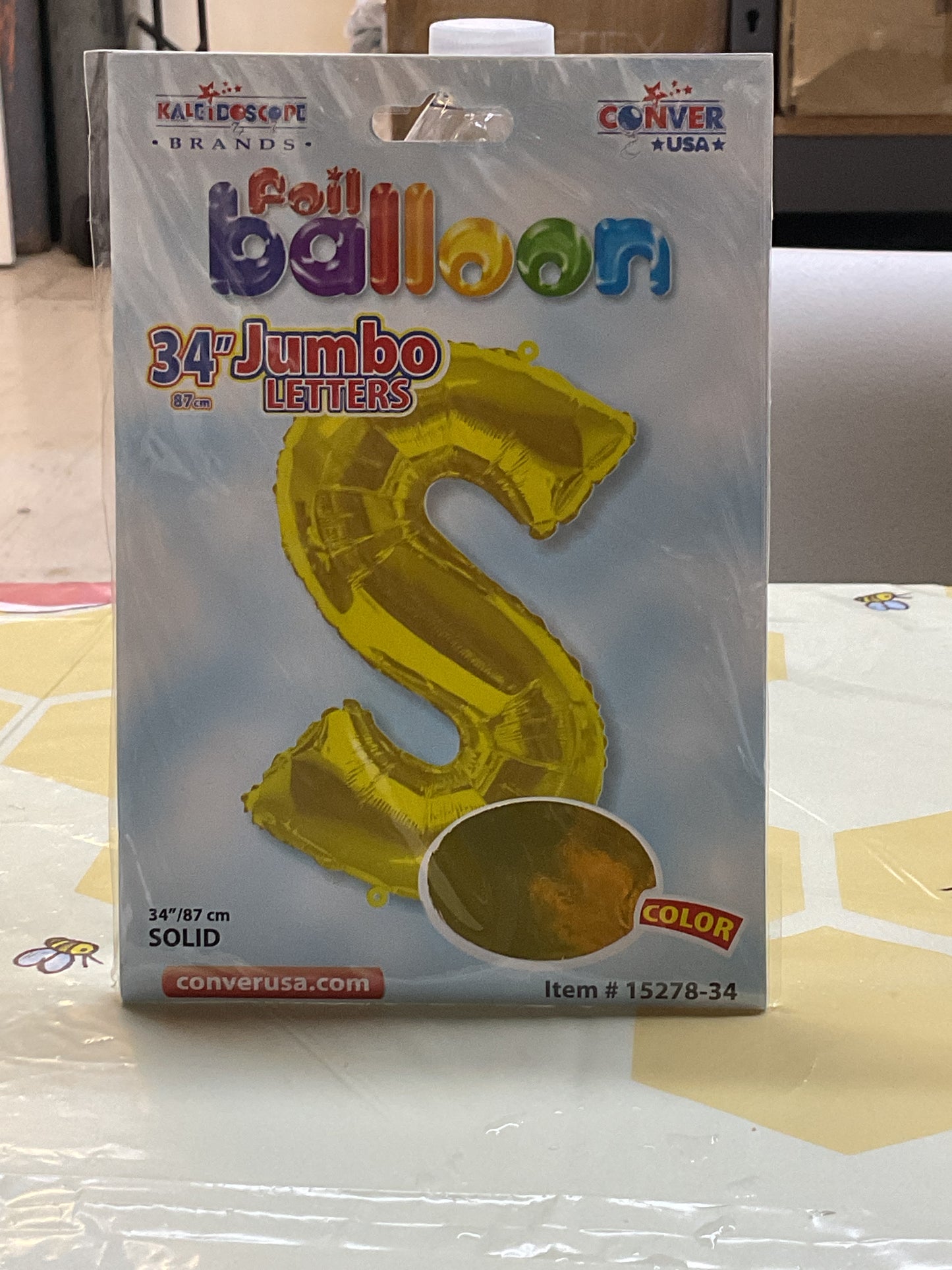 34” Gold Letter ‘S’ Balloon