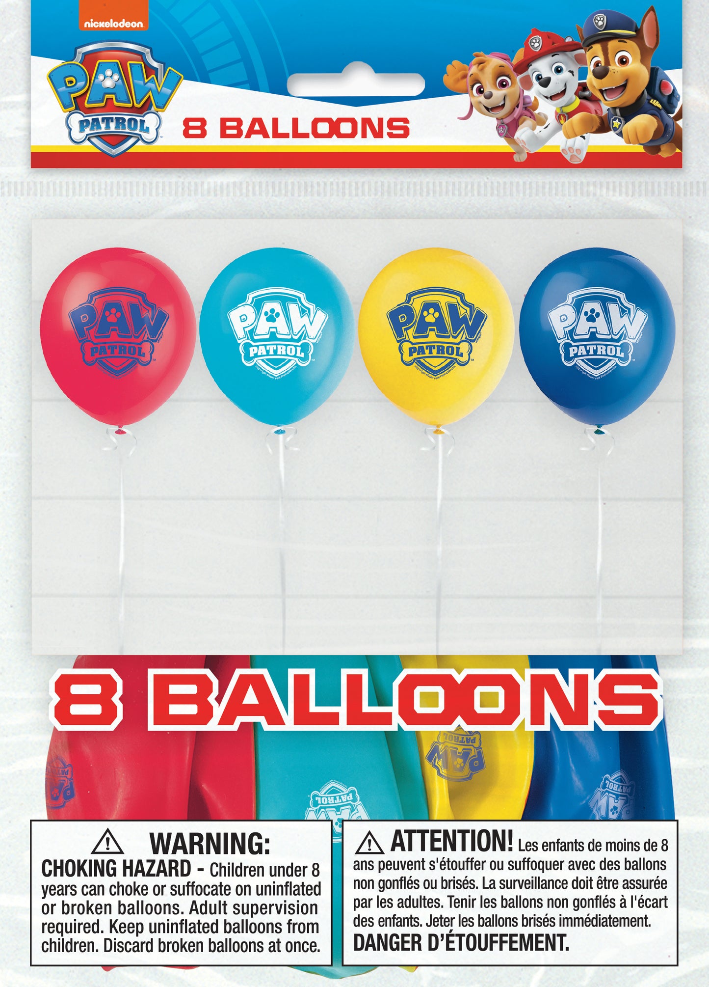 Globo de Látex Patrulla Canina 2s de 8 unidades y 12"